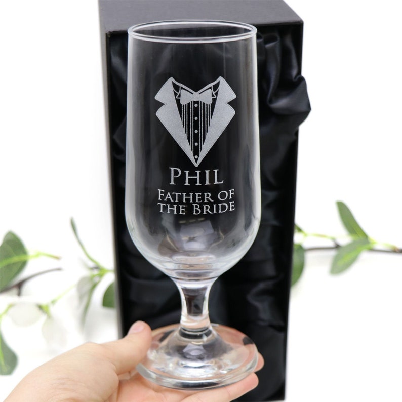 Personalised Engraved 425ml Footed Beer Glass Goblet Wedding Etsy