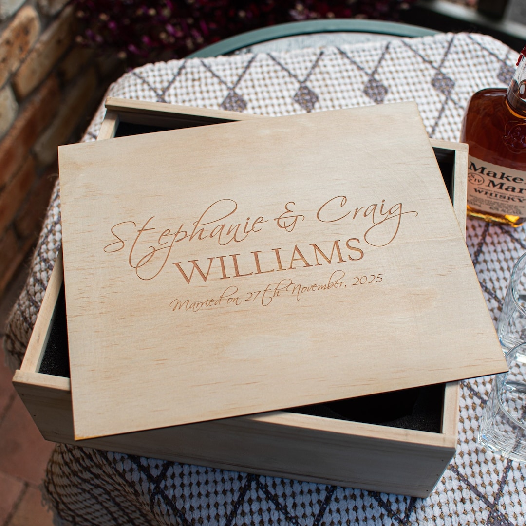 Personalised Wooden Wedding Keepsake Memory Box Large With Engraved Lid ...