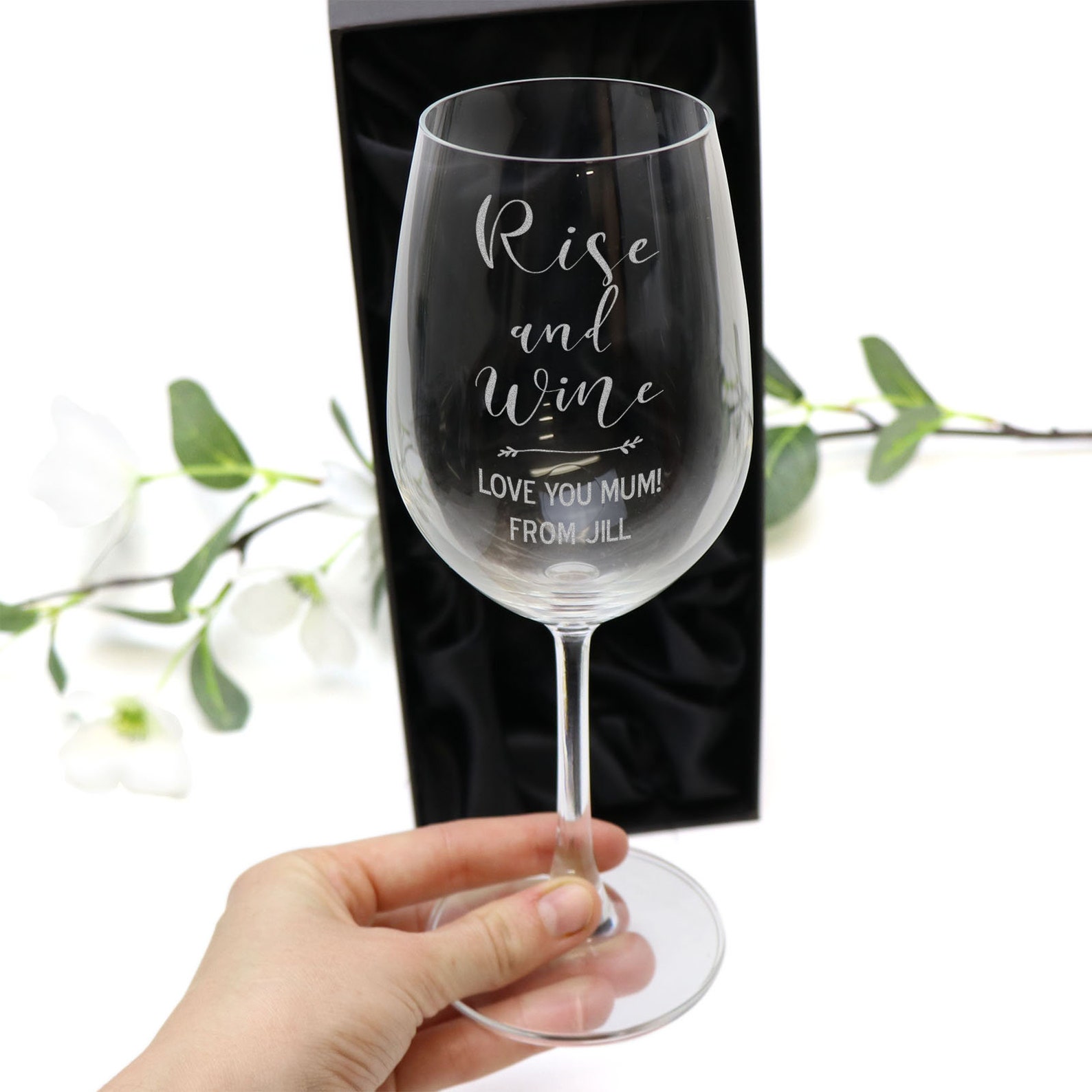 Personalised Wine Glass Laser Engraved Mothers Day Gift