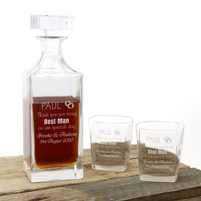 Engraved Whiskey Decanter Set With Two Whiskey Glasses Etsy Australia