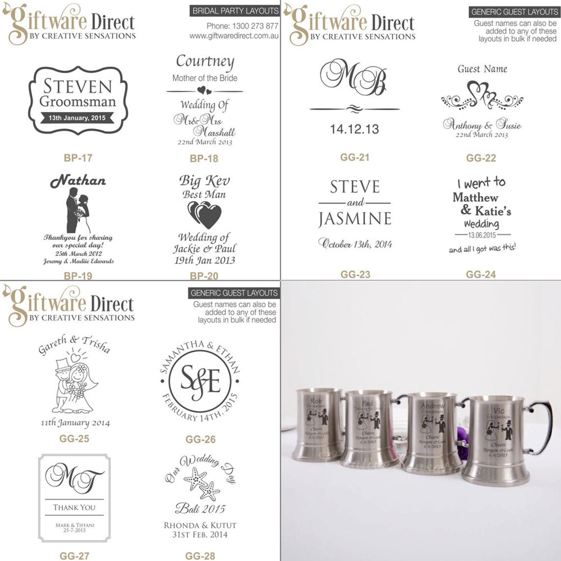 Personalised Engraved Stainless Beer Mug Tankard Wedding Etsy