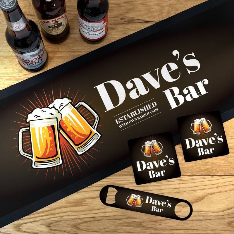 Personalised Barware Pack Including Bar Runner Bottle Opener Etsy