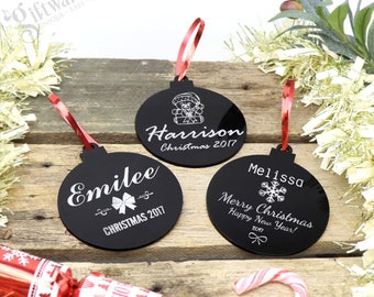 Engraved Personalised Acrylic Christmas Tree Decorations