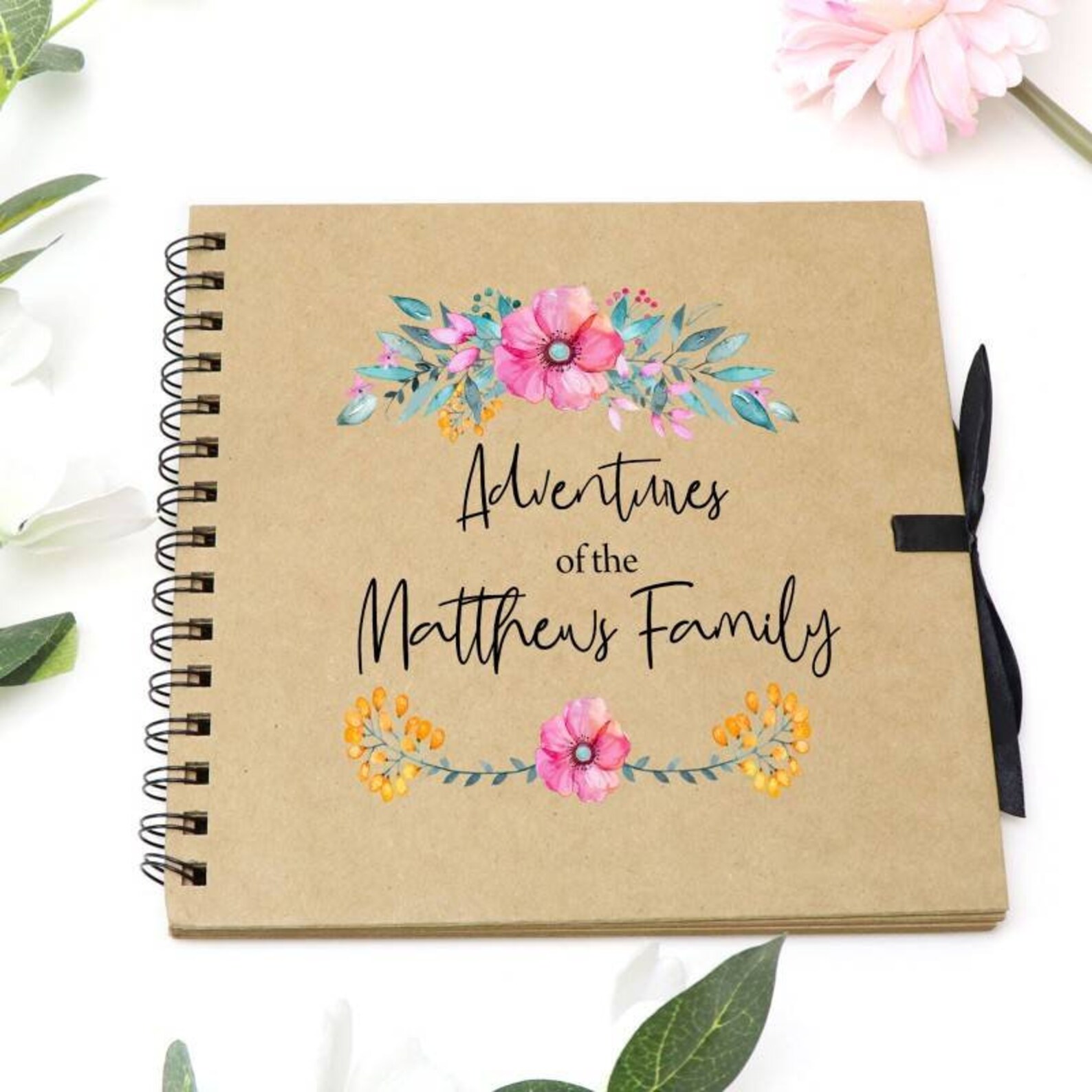 Personalised Memory Photo Album With Brown Cover and Paper 8 X 8