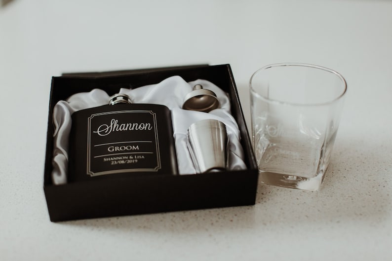 Black Personalized Flask Gift Set - 60+ Gift Ideas For 2025