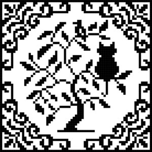 Filigree Cat in a Tree: Birdwatching in Filet Crochet