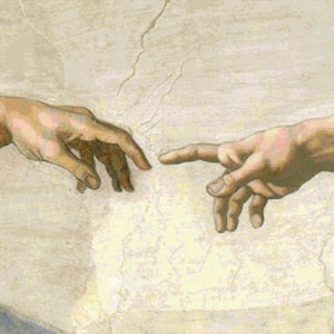 Michelangelo&#39;s &quot;The Creation of Adam&quot; Pattern in Counted Cross Stitch, MASSIVE Wall Art