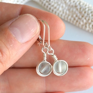 Small sea glass earrings Sterling silver and beach glass dangles Lever backs or regular hooks Everyday drop earrings Birthday gift image 2