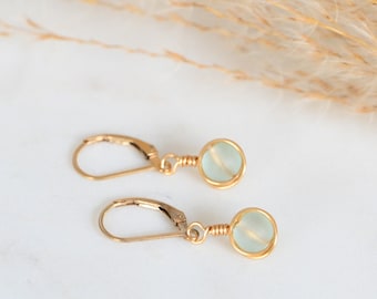 14k gold fill sea glass earrings for women small dangles 14k gold rose gold lever backs jewelry birthday gift for her mother's day earrings