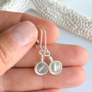 Sterling silver sea glass earrings lever back Hypoallergenic small dangle drop Dainty everyday earrings Gift for her minimalist jewelry sale