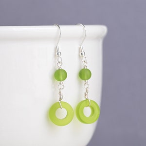 Green sea glass earrings light green dangle earrings for women beach glass jewelry gift for her sterling silver hypoallergenic ear wires