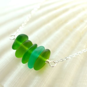 Green sea glass necklace green beach glass pendant shades of green jewelry christmas necklace sterling silver sea glass jewelry handmade