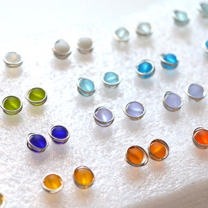 Sea glass studs: Sterling silver posts, Small everyday earrings, Hypoallergenic jewelry for sensitive ears