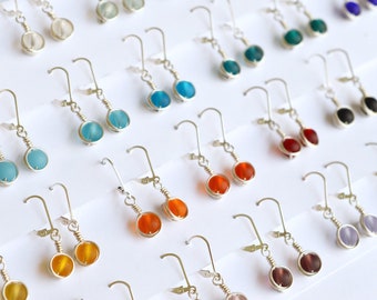 Choose from 30 colors • Cute sterling silver dangles • Handmade earirngs • Hypoallergenic ear wires - lever backs, hooks • Everyday earrings