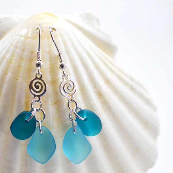 Blue sea glass earrings dangle earrings blue jewelry blue seaglass earrings sea seaglass jewelry bridesmaids earrings bridesmaids jewelry