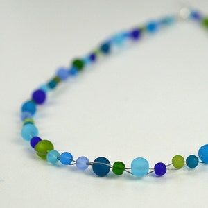 Blue and green necklace sea glass necklace spring colors sea glass jewelry seaglass jewelry handmade beaded necklace mothers necklace gift