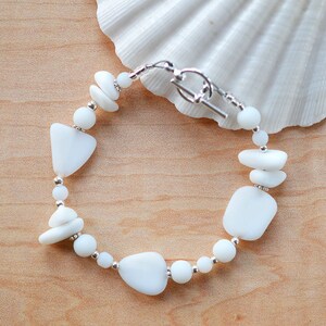 White sea glass bracelet white beach glass bracelet wedding jewelry bridesmaids bracelets set bridesmaids jewelry mother&#39;s birthday gift
