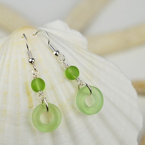 Light green sea glass earrings sterling silver and sea glass jewelry frosted glass light earrings with lever backs leverback earrings gift