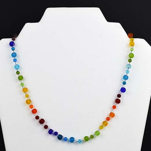 Rainbow Sea Glass Necklace Rainbow Necklace Rainbow Jewelry Etsy
