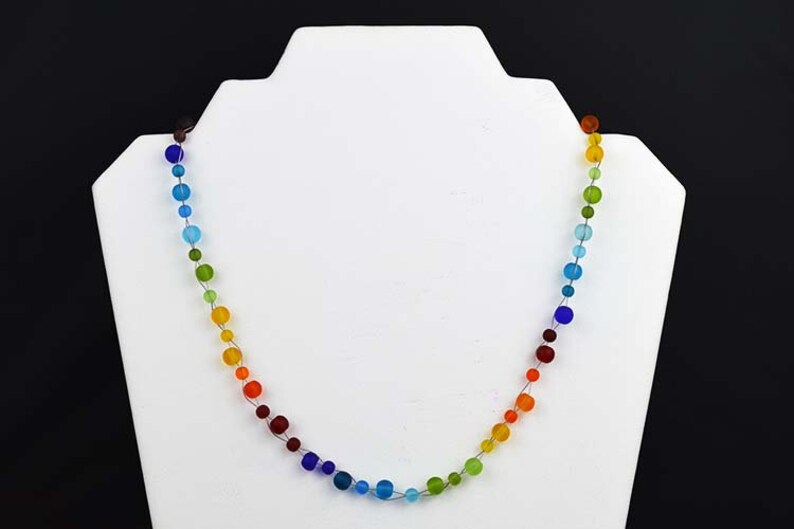 Rainbow necklace sea glass necklace sea glass jewelry seaglass beach glass handmade necklace rainbow jewelry Christmas gift for mom sister