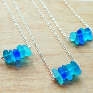 Blue sea glass necklace sea glass jewelry turquoise blue necklace beach wedding bridesmaids gift sterling silver something blue beach glass