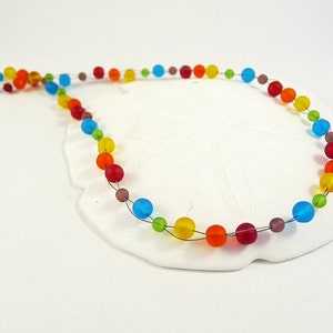 Rainbow sea glass necklace beaded seaglass jewelry sea glass jewelry rainbow seaglass necklace beach colorful jewelry colorful necklace gift image 2
