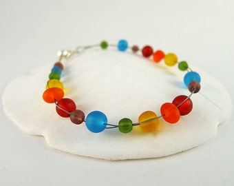 Rainbow sea glass bracelet beaded bracelet seaglass bracelet rainbow bracelet glass beads sea glass jewelry seaglass jewelry rainbow jewelry