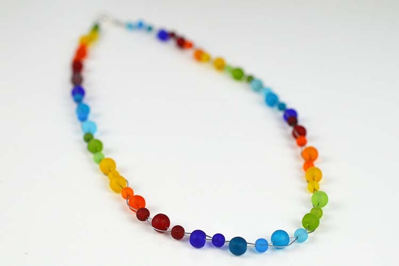 Rainbow necklace sea glass necklace sea glass jewelry seaglass beach glass handmade necklace rainbow jewelry Christmas gift for mom sister