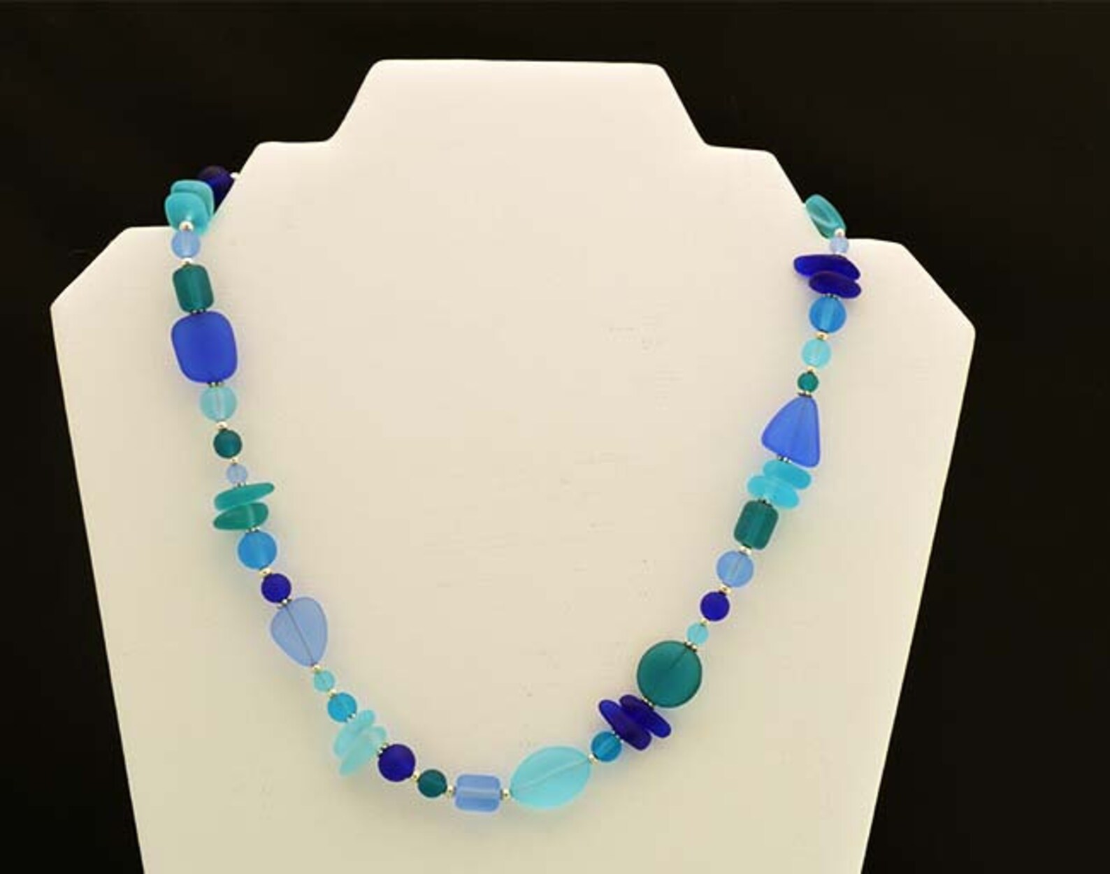 Blue Sea Glass Necklace Shades of Blue Sea Glass Jewelry Etsy