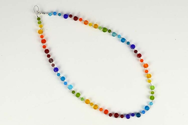 Rainbow necklace sea glass necklace sea glass jewelry seaglass beach glass handmade necklace rainbow jewelry Christmas gift for mom sister