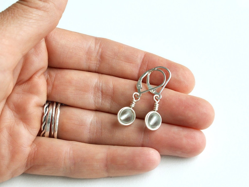 Sterling silver sea glass earrings for women with lever backs Hypoallergenic dangle earrings for girls small cute birthday gift jewelry her image 1