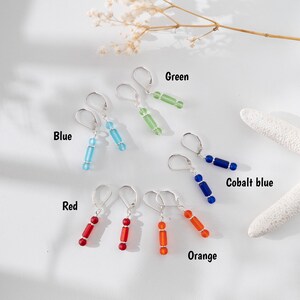 Cobalt blue sea glass earrings: Small dangle drop, Handmade jewelry, Sterling silver, Minimalist, Lightweight bild 6