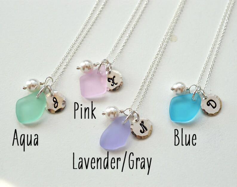 Set of four bridesmaids necklaces 4 necklaces for bridesmaids jewelry personalized necklaces hand stamped initial necklaces wedding favors