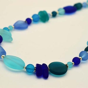 Blue Sea Glass Necklace Shades of Blue Sea Glass Jewelry - Etsy