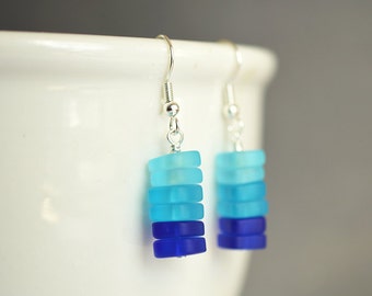 Shades of blue sea glass earrings handmade earrings sea glass jewelry sea glass jewellery seaglass bridesmaids jewelry bridal jewelry gifts