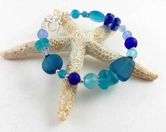 Pulsera de cristal mar azul joyería de mar - Etsy
