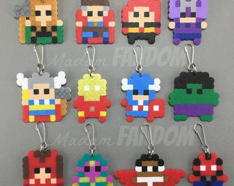 Superhero Party Favors Zipper Pulls, Keychains - HANDMADE Party Gifts - Superhero Wedding Favors - Baby Shower Favors - Gifts for Guests