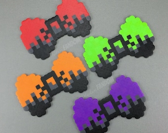 Bloody Pixels Bow - Bloody Hair Bow - Bloody Bow Tie - Red and Black Bow - Green and Black Bow - Orange and Black Bow - Purple and Black Bow