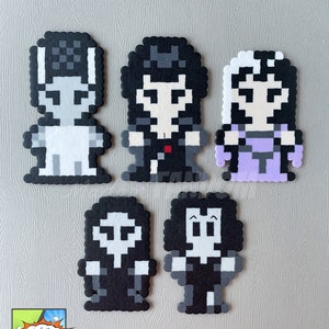 Women of Horror Ornaments, HANDMADE Original Art - Morticia Addams, Lily Munster, Elvira, Bride of Frankenstein - Creepmas Ornaments