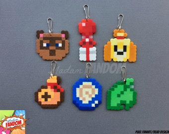 Animal Crossing Party Favors Zipper Pull Charms, Llaveros - Favores de fiesta HECHOS A MANO - Favores de baby shower - Favores para niños - Regalos para invitados