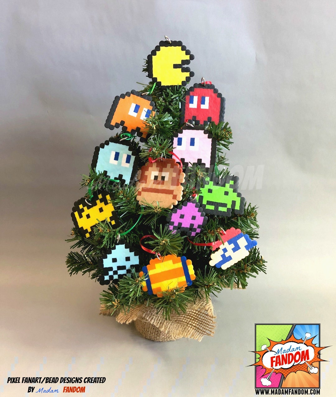 Video Game Christmas Ornaments Set of 12 HANDMADE Ornaments Retro