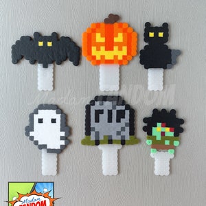 Halloween Cupcake Toppers - HANDMADE Toppers - Halloween Cake Toppers - Bat, Jack O&#39;Lantern, Black Cat, Ghost, Zombie - Creepy Cupcakes