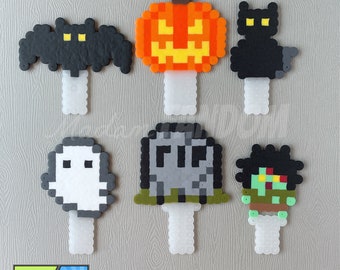 Halloween Cupcake Toppers - HANDMADE Toppers - Halloween Cake Toppers - Bat, Jack O'Lantern, Black Cat, Ghost, Zombie - Creepy Cupcakes