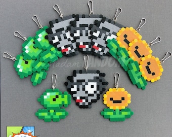 Plants vs Zombies Party Favors Zipper Pulls, Llaveros - Regalos de fiesta HECHOS A MANO - Cumpleaños de videojuegos - Favores para niños - Regalos en el aula