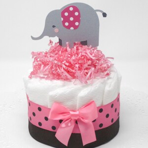 One Tier Pink Elephant Diaper Cake Baby Shower Decor Baby Etsy