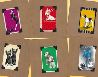 It's A Terrier Thing (6-Card Birthday & Blank Note Set)-*Upcycled* Vintage Playing Cards-includes a gallery of greetings to choose from!