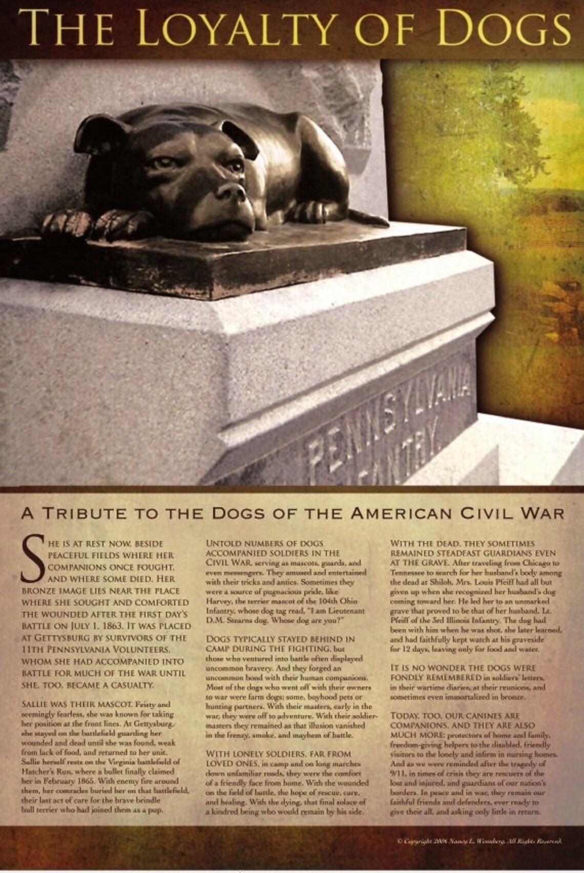 Gettysburg Civil War Dog Poster 'sallie' Statue, 11th PA Volunteer