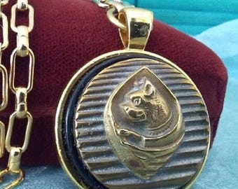 Art Deco Boxer Dog Vintage Button Charm Necklace - Upcycled/Repurposed Fashion Jewelry - Wedding Party Gift