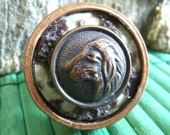 Vintage Dog Button "Statement" Ring - Afghan Hound Profile - Upcycled/Repurposed Fashion Jewelry - Wedding Party Gift