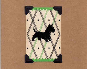 SIX (6) Scottish Terrier Greeting Cards-Upcycled Birthday/Blank Note Set-Vintage Playing Cards-includes gallery of greetings to choose from!